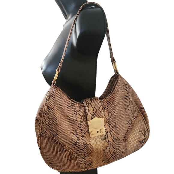 ☆New York & Company Tan Snakeskin Print Leather Boho Shoulder Bag☆ - Picture 2 of 4